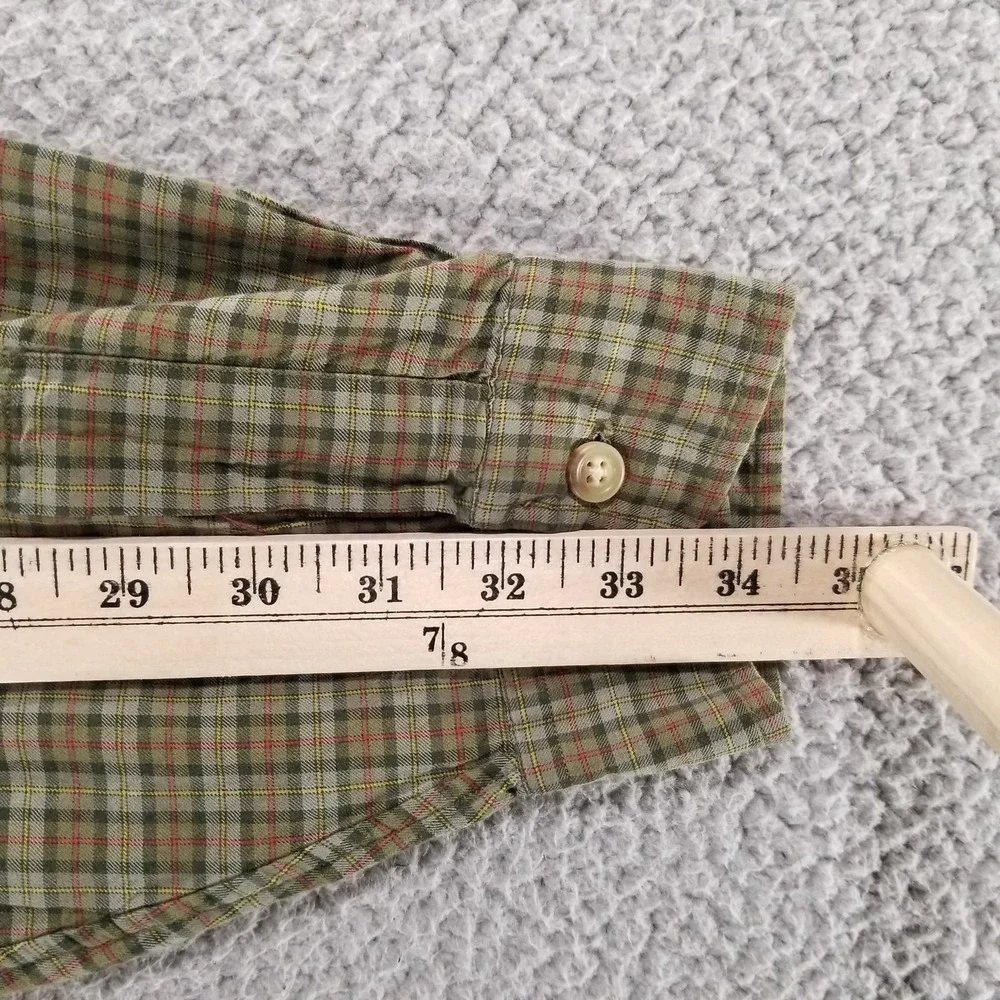 Polo Ralph Lauren Shirt Mens Big 3X Green Plaid Elbow Patch Long Sleeve Cotton
